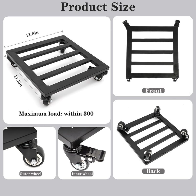 Goooxim Heavy Duty Plant Caddy with Wheels 12Inch - 200lb Weight Capacity - Steel Rolling Plant Stand for Indoor and Outdoor Use - Lockable Wheels - Black - Image 4